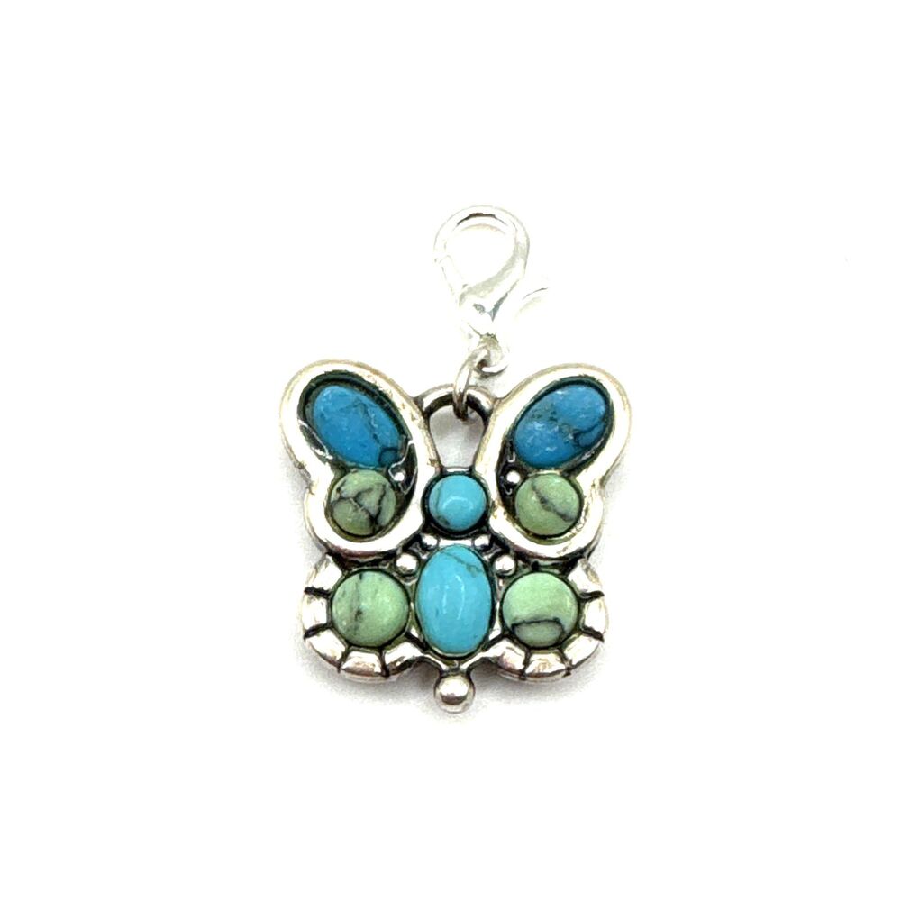 Brighton Butterflight Butterfly Blue Turquoise Stone Custom Silver Clip Charm